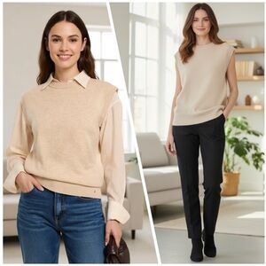 NWT Anine Bing Ronan Cashmere Knit Sweater Vest  Size L